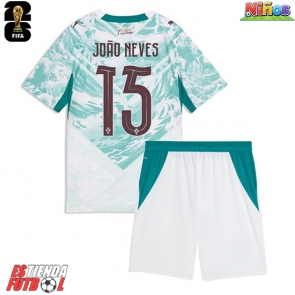 Portugal Joao Neves #15 Segunda Equipación Niños Mundial 2026 Manga Corta (+ Pantalones cortos)